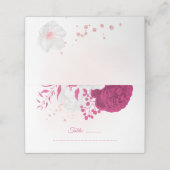fuchsia & witte bloemige bruiloft plaatskaartje (Buitenkant ongevouwen)