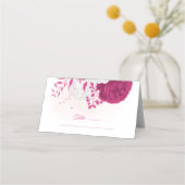 fuchsia & witte bloemige bruiloft plaatskaartje (Voorkant)