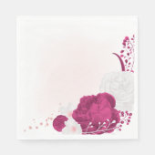 fuchsia & witte bloemige bruiloft servet (Voorkant)
