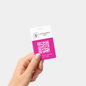 Fuchsia Witte Event Badge Aangepaste QR Code & Log (Handheld)
