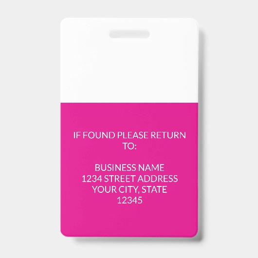 Fuchsia Witte Event Badge Aangepaste QR Code & Log (Achterkant)
