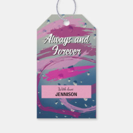Fuchsia & Zacht Roze Kwaststreek Altijd en Voor al Cadeaulabel