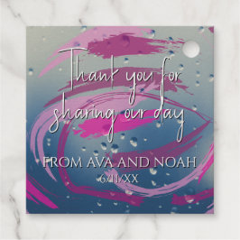 Fuchsia & Zacht Roze Penseelstreken Dank u Bedankjes Labels