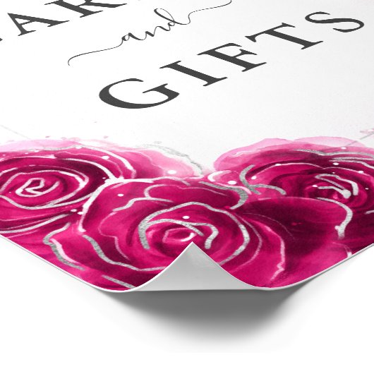 Fuchsia Zilveren Kaarten en geschenken Tafelblad P Poster (Hoek)