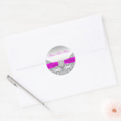 Fuchsia Zilveren Kant Diamant Boog Stickers (Envelop)