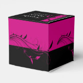 Fuchsia zwart bloemenfiligraan bruiloft gunst doos bedankdoosjes (Achterkant)