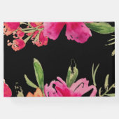 Fuchsia | Zwart bloemig Afstuderen Gastenboek (Achterkant)