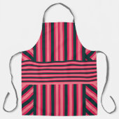 Fuchsia Zwart Chevron Streeppatroon Schort (Voorkant)