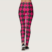 Fuchsia Zwart Rut Diamond Patroon Leggings (Achterkant)
