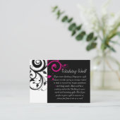 Fuchsia Zwart Swirl Wishing Well Bruiloft Kaart (Staand voorkant)