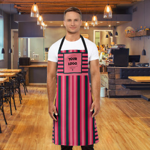 Fuchsia Zwarte Art Deco Streep Custom Zakelijk Log Schort