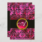 FUCHSIA ZWARTE DAMASK RUBY MONOGRAM, wit Kaart (Voorkant / Achterkant)