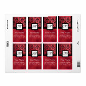 FUCHSIA ZWARTE RODE SILK DAMASK, SQUARE MONOGRAM ETIKET (Full Sheet)
