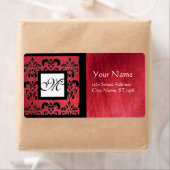 FUCHSIA ZWARTE RODE SILK DAMASK, SQUARE MONOGRAM ETIKET (Insitu)