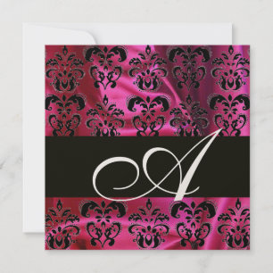 FUCHSIA ZWARTE ZIJDE DAMAST MONOGRAM , Goud Metaal Kaart