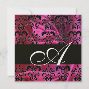 FUCHSIA ZWARTE ZIJDE DAMAST MONOGRAM ,Witte Ijs Kaart