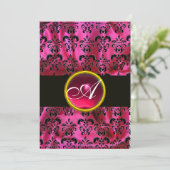 FUCHSIA ZWARTE ZIJDE DAMAST ROBIJN MONOGRAM ,wit Kaart (Staand voorkant)