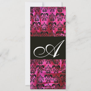 FUCHSIA ZWARTE ZIJDE DAMAST STOF MONOGRAM ,Wit Kaart