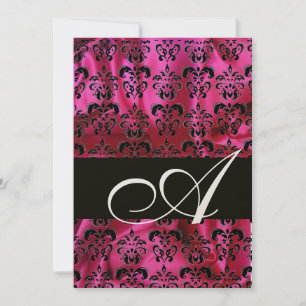 FUCHSIA ZWARTE ZIJDE DAMASTEN STOF MONOGRAM , Goud Kaart