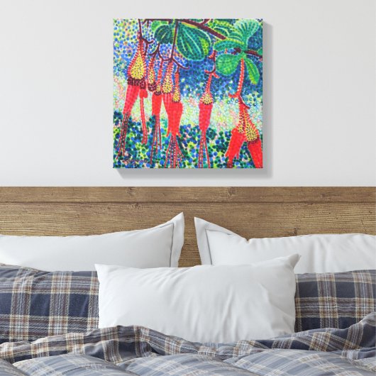 Fuchsiaflower kruisbessen uitgerekt canvas afdrukk (Insitu (Slaapkamer))