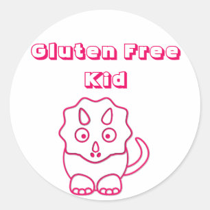 Fuchsiakleurig Dino Gluten Free Kid Sticker
