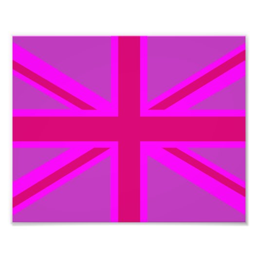 Fuchsiakleurig Union Jack Foto Afdruk (Voorkant)