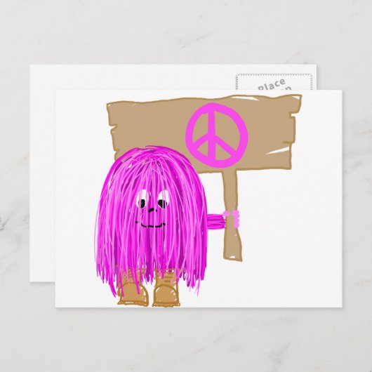 Fuchsiakleurig Vrede Briefkaart (Voorkant / Achterkant)