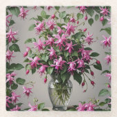 Fuchsias bloemen in vaas glazen onderzetter (Voorkant)