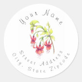 'Fuchsias'-etiketten Ronde Sticker (Voorkant)