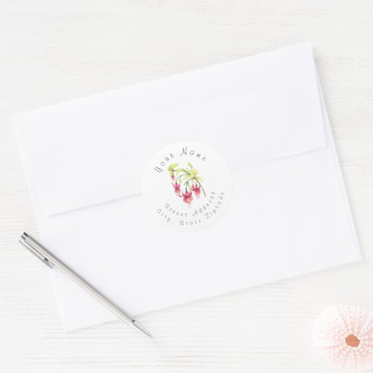 'Fuchsias'-etiketten Ronde Sticker (Envelop)