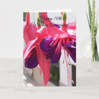 Fuchsias Personalised 70th Wedding Anniversary Kaart