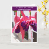 Fuchsias Zoon En Echtgenote Gepersonaliseerde verj Kaart (Gele Bloem)