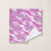 Fuchsie en grijze Waterverf Bad Handdoek (Wasdoekje)