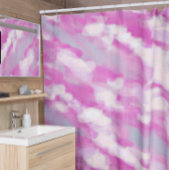 Fuchsie en grijze Waterverf Douchegordijn