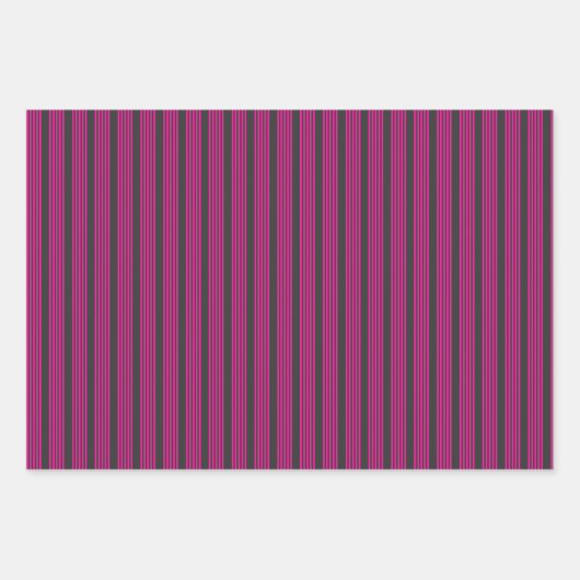 Fuchsie en houtskool met vijf strepen inpakpapier vel (Voorkant 3)