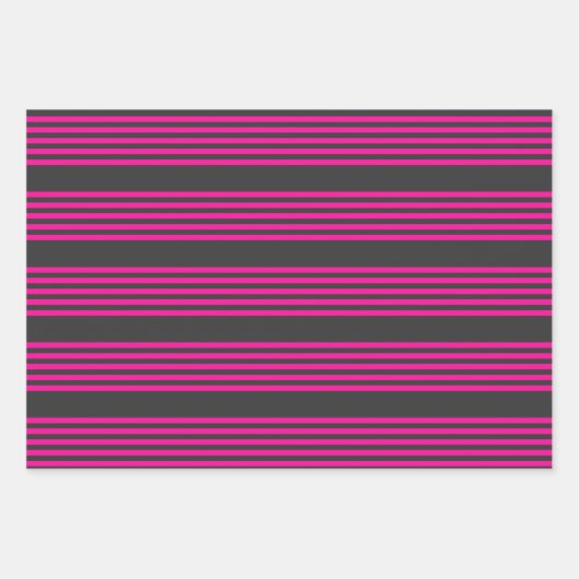 Fuchsie en houtskool met vijf strepen inpakpapier vel (Voorkant)