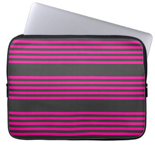 Fuchsie en houtskool met vijf strepen laptop sleeve