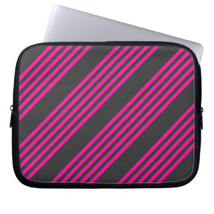 Fuchsie en houtskool met vijf strepen laptop sleeve