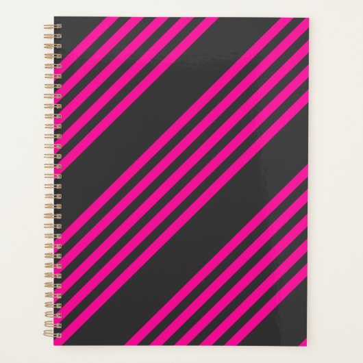 Fuchsie en houtskool met vijf strepen planner (Voorkant)