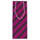 Fuchsie en houtskool met vijf strepen wijn cadeautas (Achterkant)