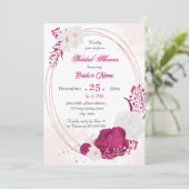 fuchsie en wit florvormig geometrisch vrijgezellen kaart (Staand voorkant)