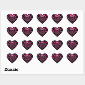 Fuchsie en zwart fractal hart hart sticker (Vel)