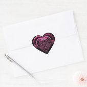 Fuchsie en zwart fractal hart hart sticker (Envelop)