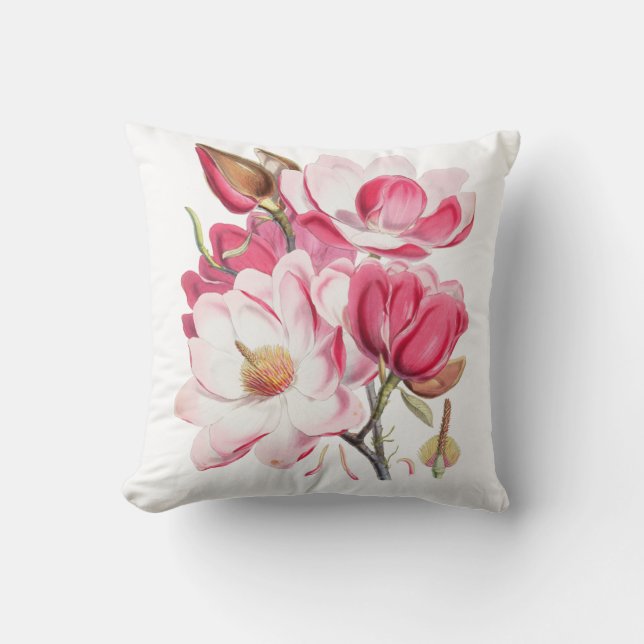  fuchsie wazig roze elegant florale suspensie kussen (Voorkant)