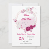 fuchsie & witte florale adem save the date (Voorkant)