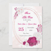  fuchsie & witte florale geometrische save the date (Voorkant)