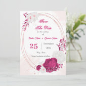  fuchsie & witte florale geometrische save the date (Staand voorkant)