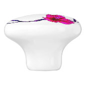 Fucshia Floral Waterverf Keramische Knop (Zijkant)