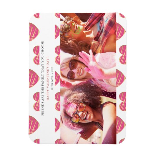 Fucshia Heart Best Friends Photo Happy Valentijnse Magneet (Verticaal)