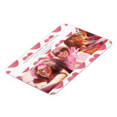 Fucshia Heart Best Friends Photo Happy Valentijnse Magneet (Linkerzijde)